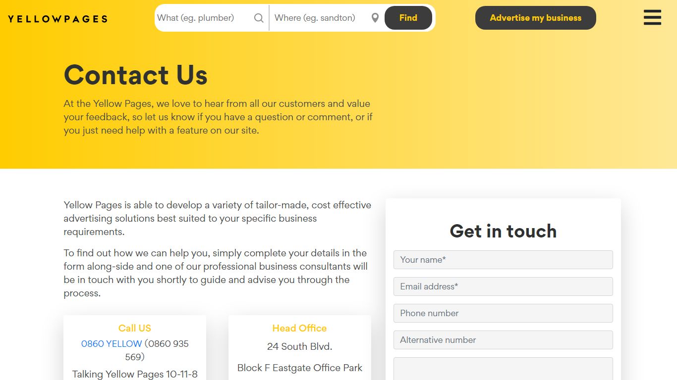 Contact Us | Yellow Pages