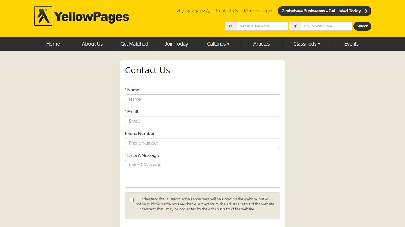 Contact Us - Yellow Pages Zimbabwe